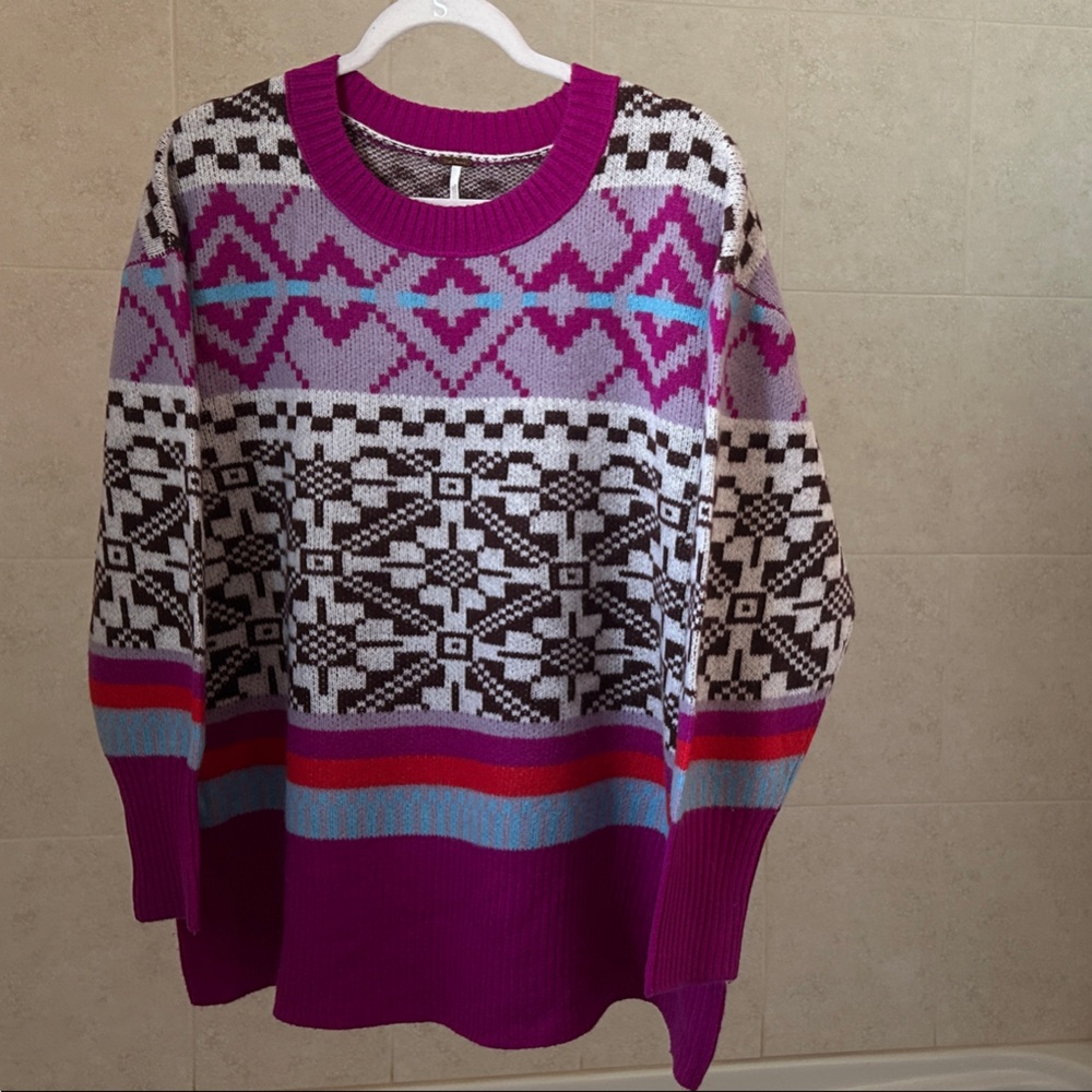 Free People Multicolor Patterned Cashmere Sweater